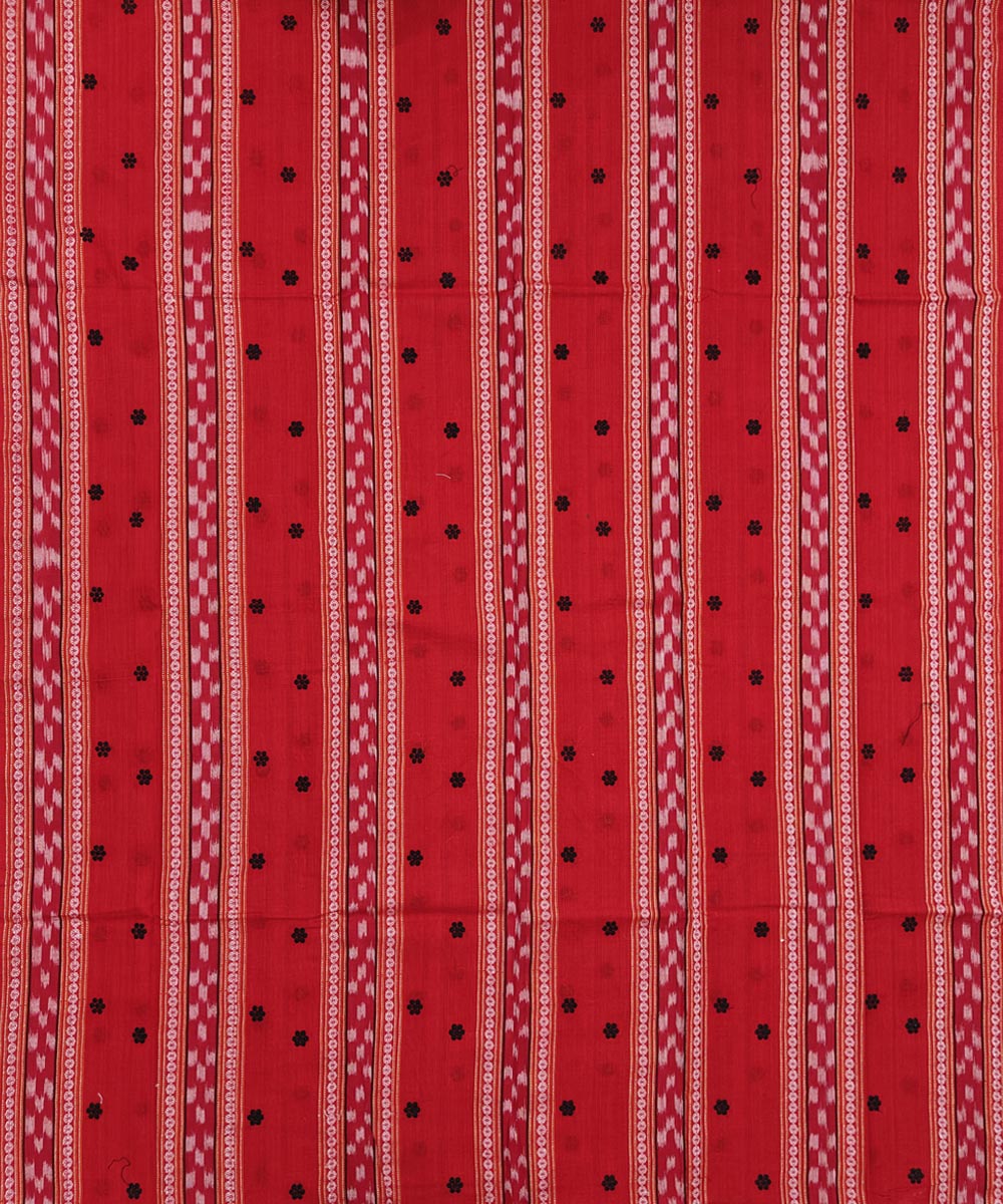 Red black handwoven cotton nuapatna dress material