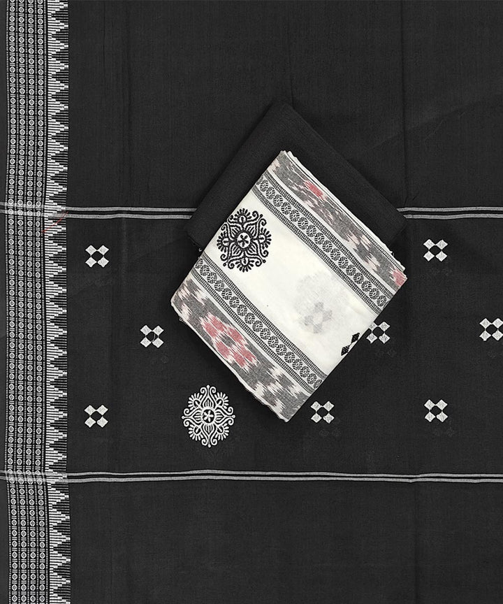 White black handloom cotton nuapatna dress material