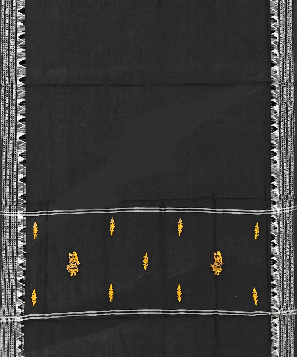 Yellow black handloom cotton nuapatna dress material
