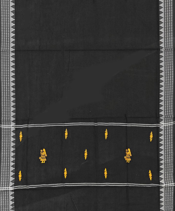 Yellow black handloom cotton nuapatna dress material