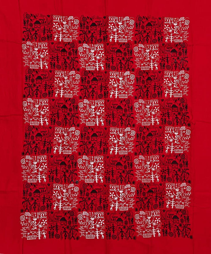 Red white handwoven cotton nuapatna dress material