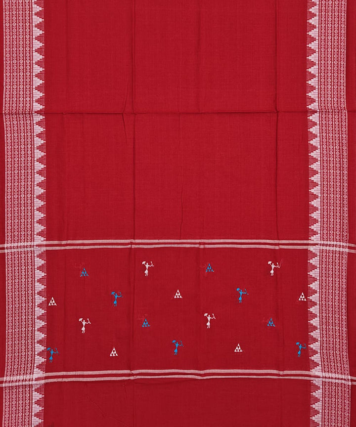 Red white handwoven cotton nuapatna dress material