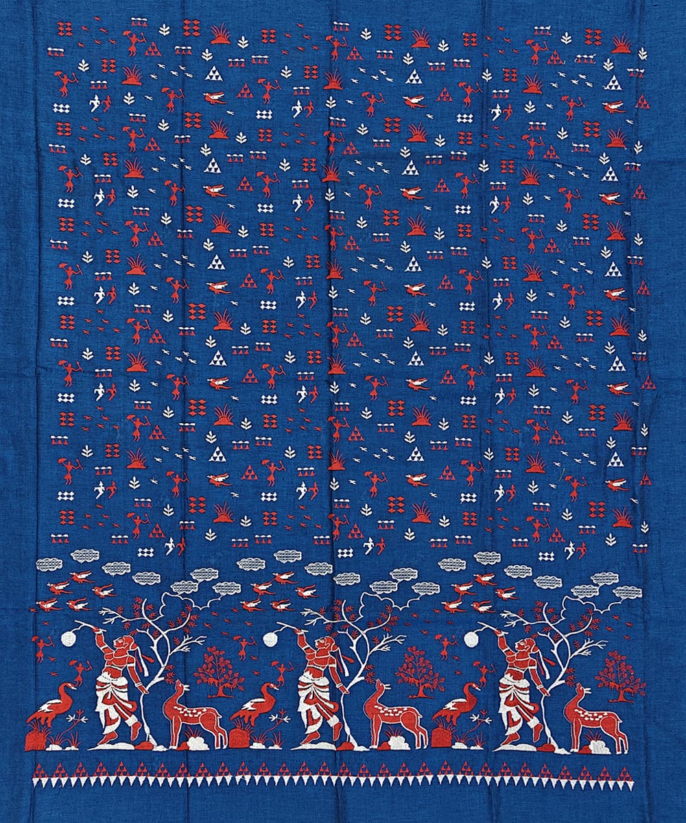 Navy blue black handwoven cotton nuapatna dress material