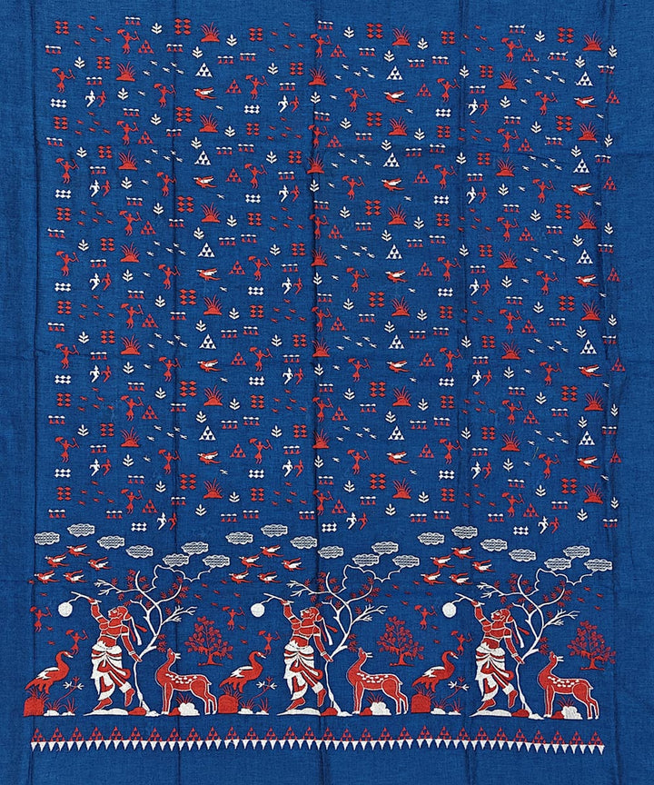 Navy blue black handwoven cotton nuapatna dress material