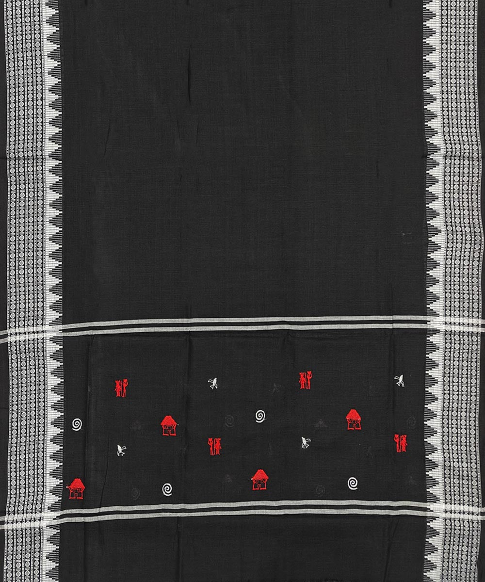 White black handwoven cotton nuapatna dress material
