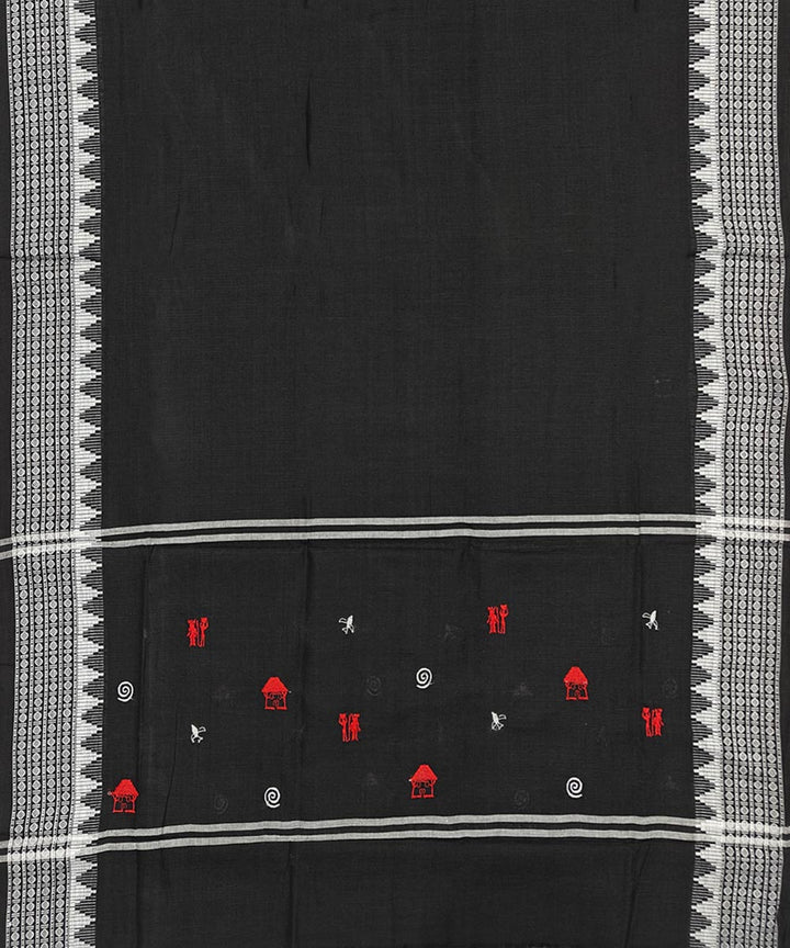White black handwoven cotton nuapatna dress material