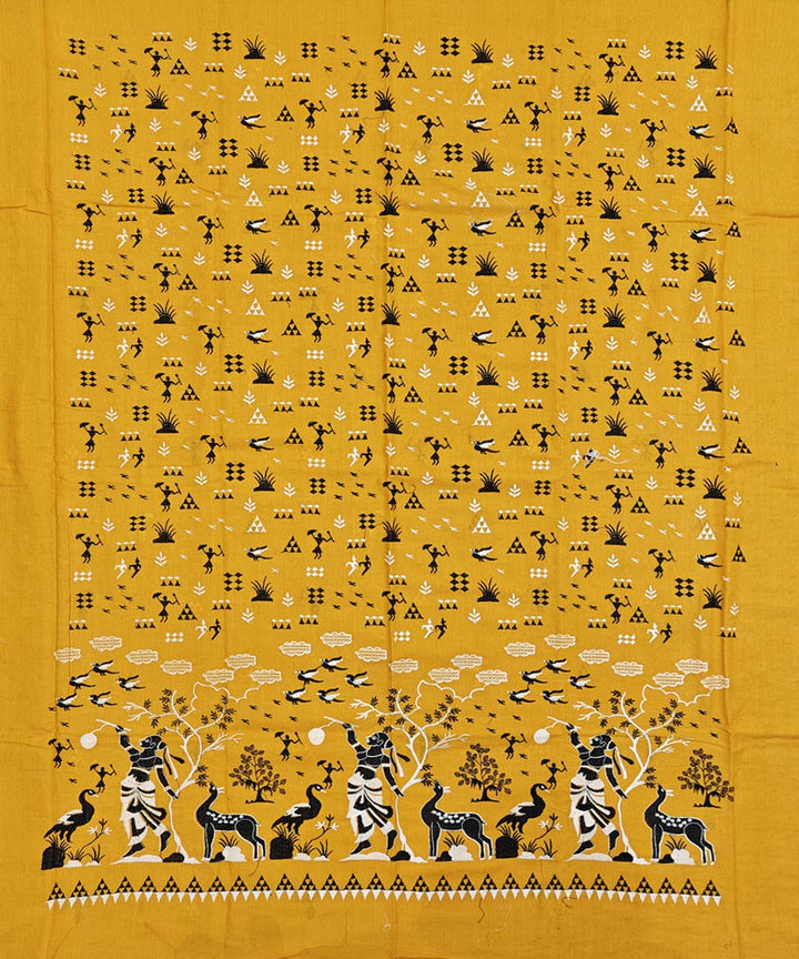 Yellow black handwoven cotton nuapatna dress material