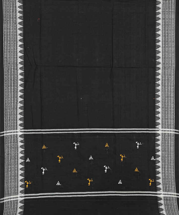 Yellow black handwoven cotton nuapatna dress material