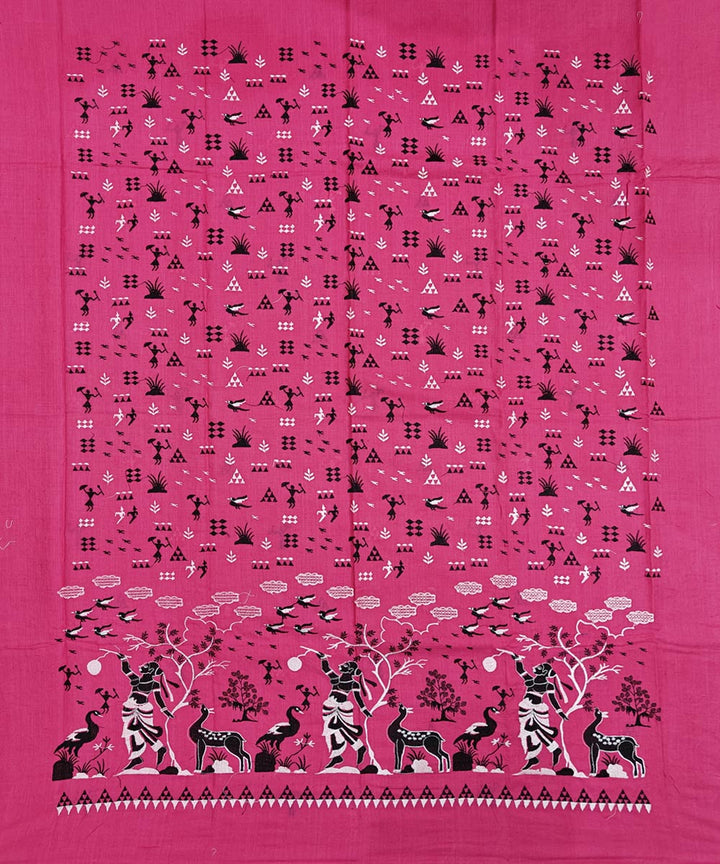 Pink black handwoven cotton nuapatna dress material