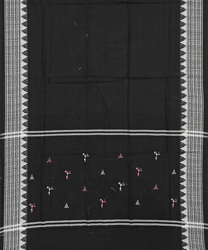 Pink black handwoven cotton nuapatna dress material