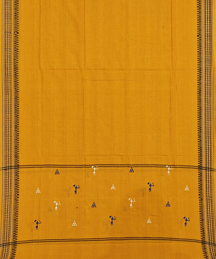 Navy blue yellow handwoven cotton nuapatna dress material