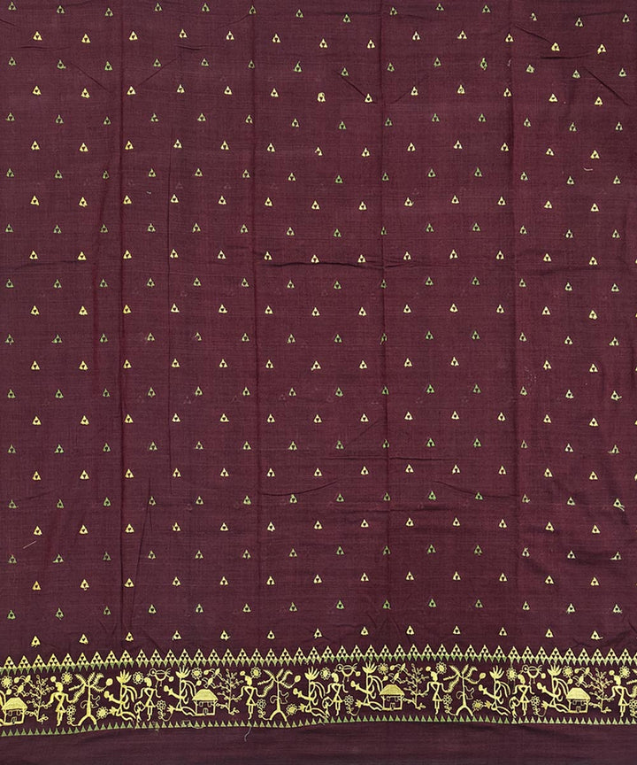 Maroon olive green handwoven cotton nuapatna dress material