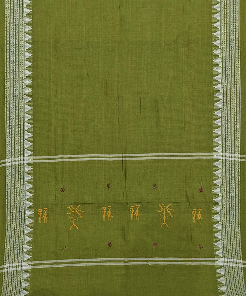 Maroon olive green handwoven cotton nuapatna dress material