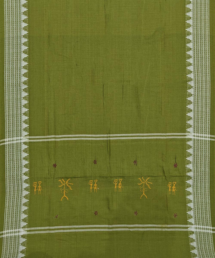 Maroon olive green handwoven cotton nuapatna dress material