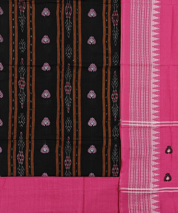 Black pink handwoven cotton nuapatna dress material