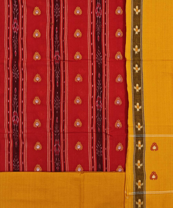 Red yellow handwoven cotton nuapatna dress material