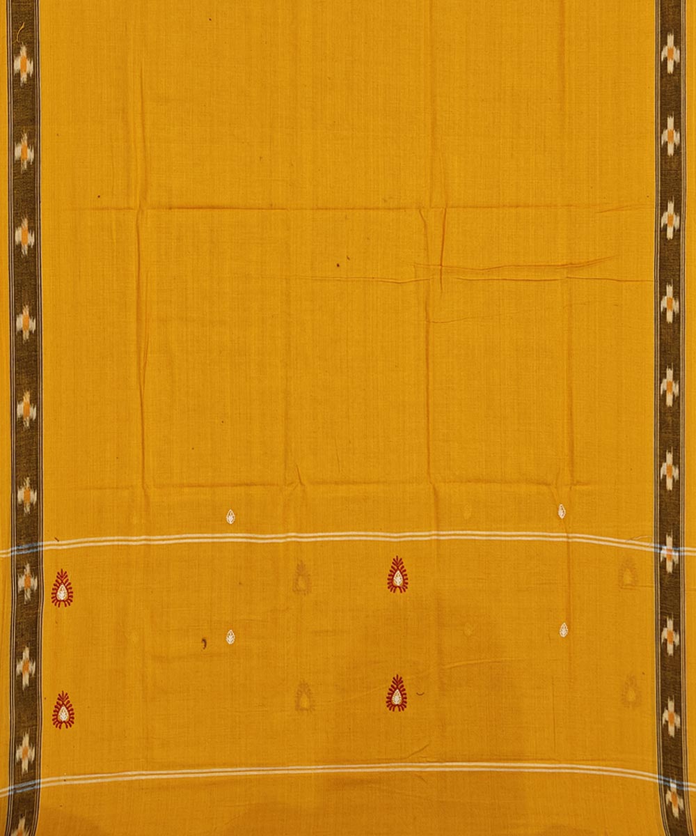 Red yellow handwoven cotton nuapatna dress material