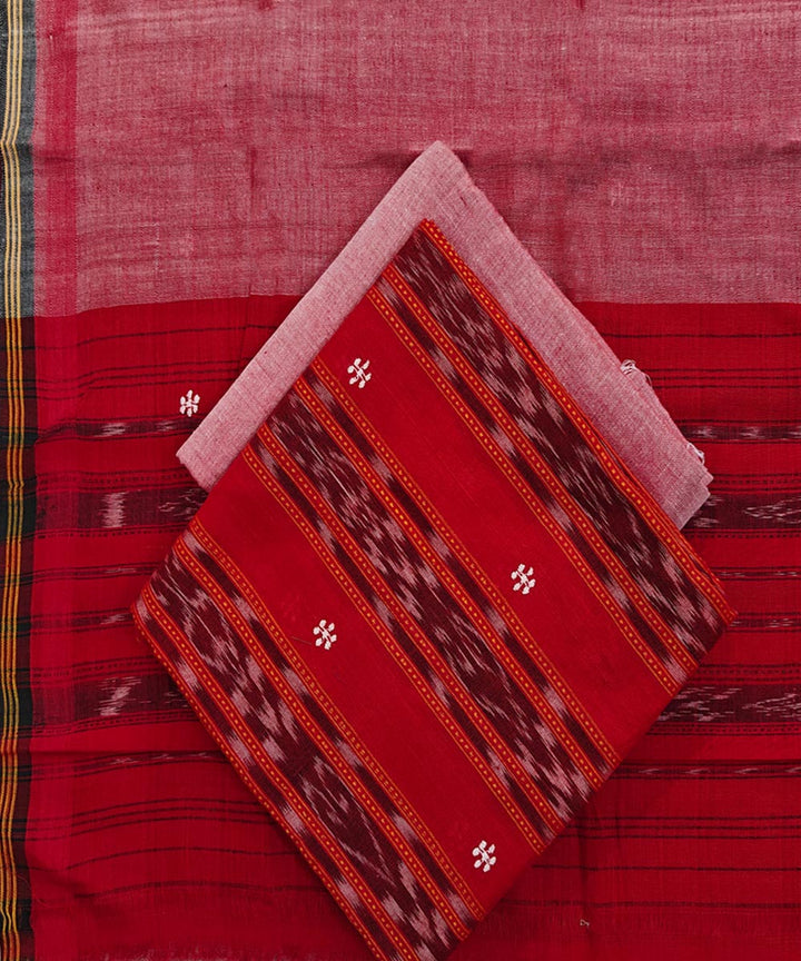Red peach handloom sambalpuri cotton dress material
