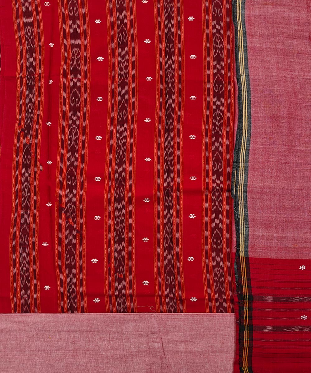 Red peach handloom sambalpuri cotton dress material