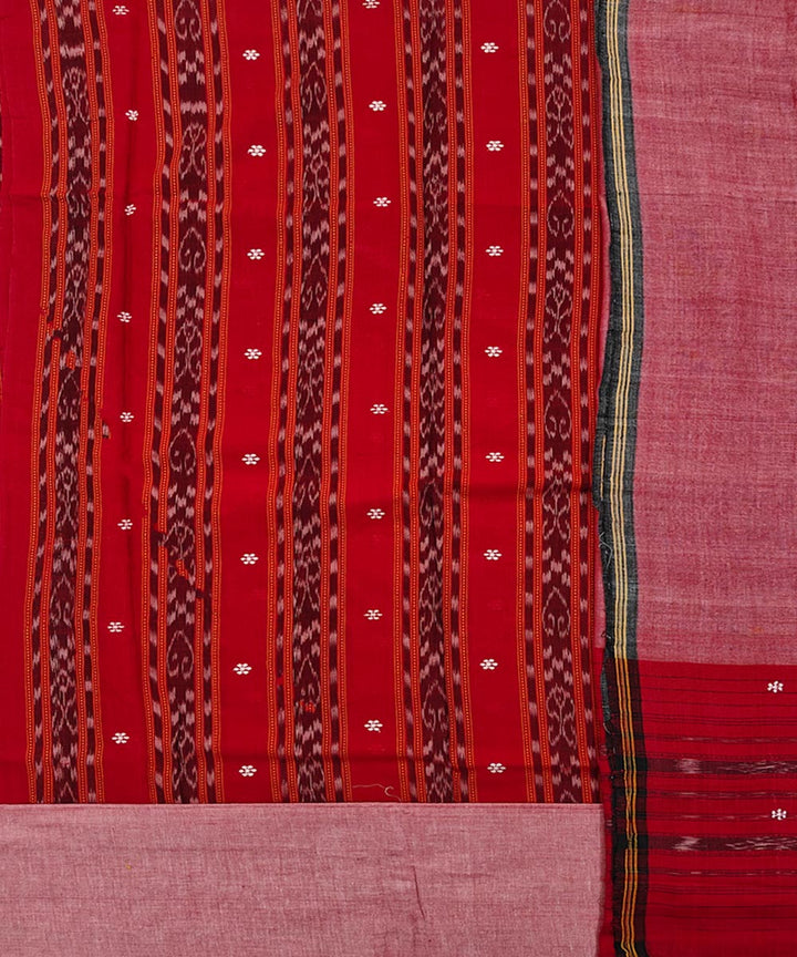 Red peach handloom sambalpuri cotton dress material