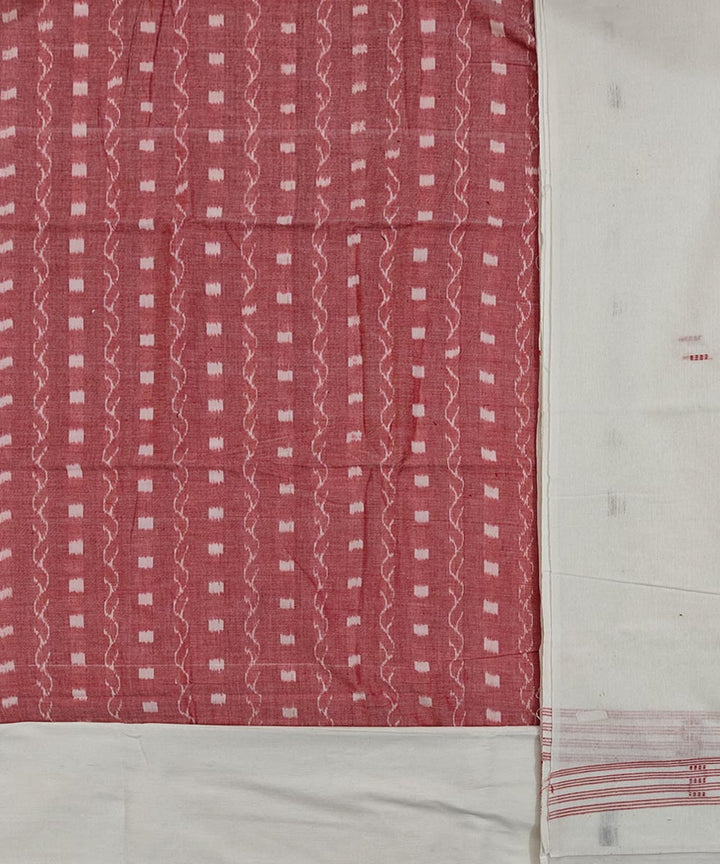 Peach off white handloom cotton sambalpuri dress material
