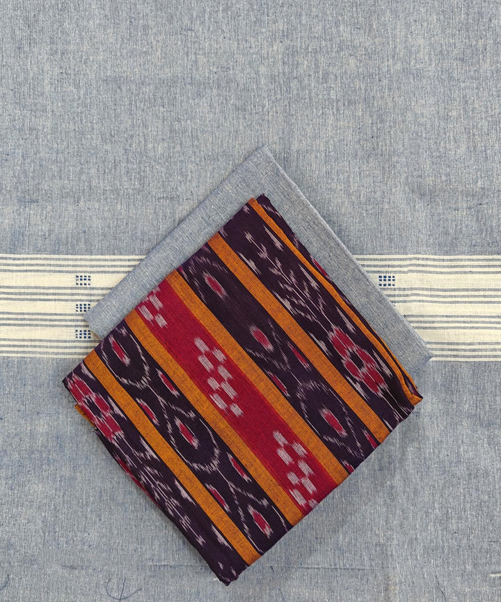 Purple light blue handloom cotton sambalpuri dress material