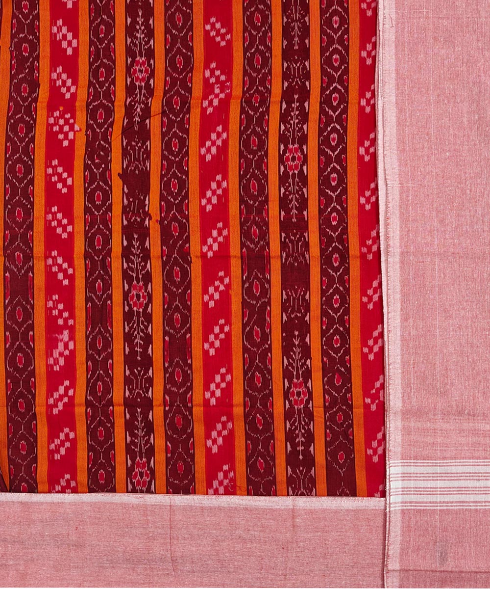 Red peach hand loom sambalpuri cotton dress material