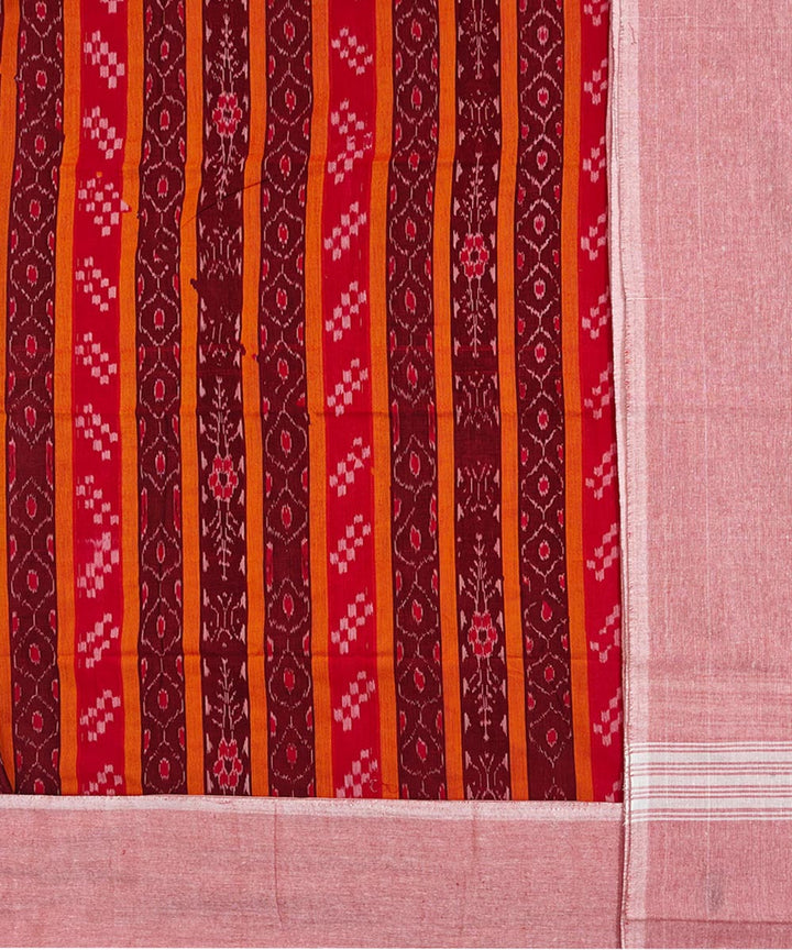 Red peach hand loom sambalpuri cotton dress material