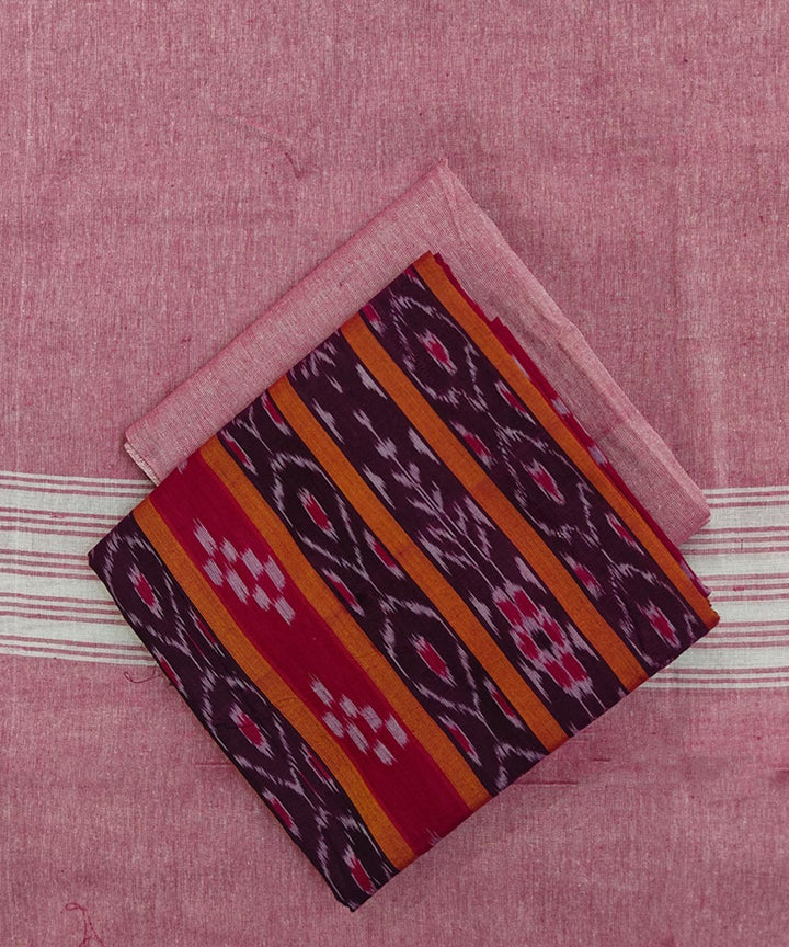 Purple peach handloom cotton sambalpuri dress material