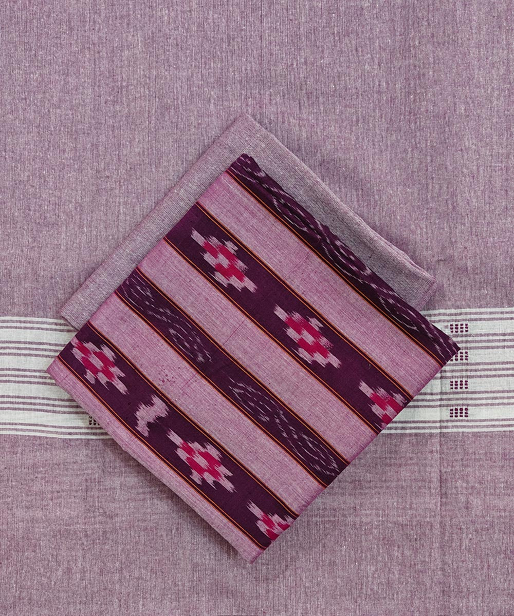 Brown peach handloom cotton sambalpuri dress material