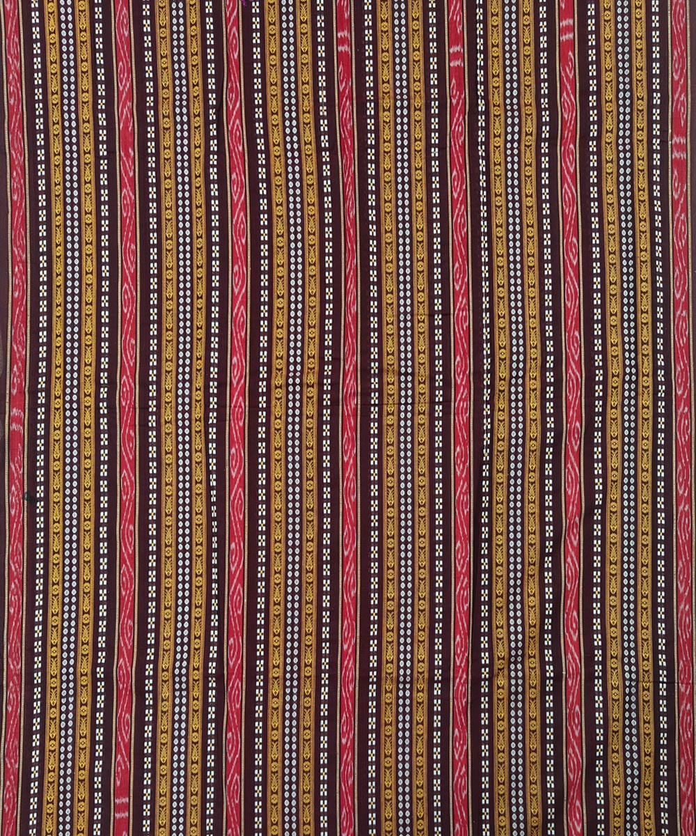 Coffee brown off white handloom cotton sambalpuri dress material