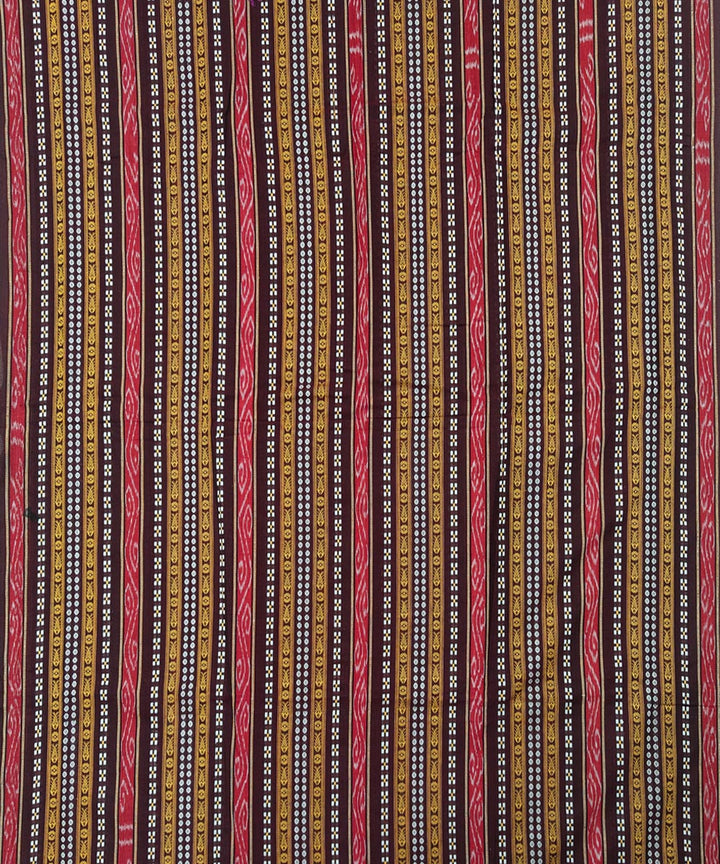 Coffee brown off white handloom cotton sambalpuri dress material