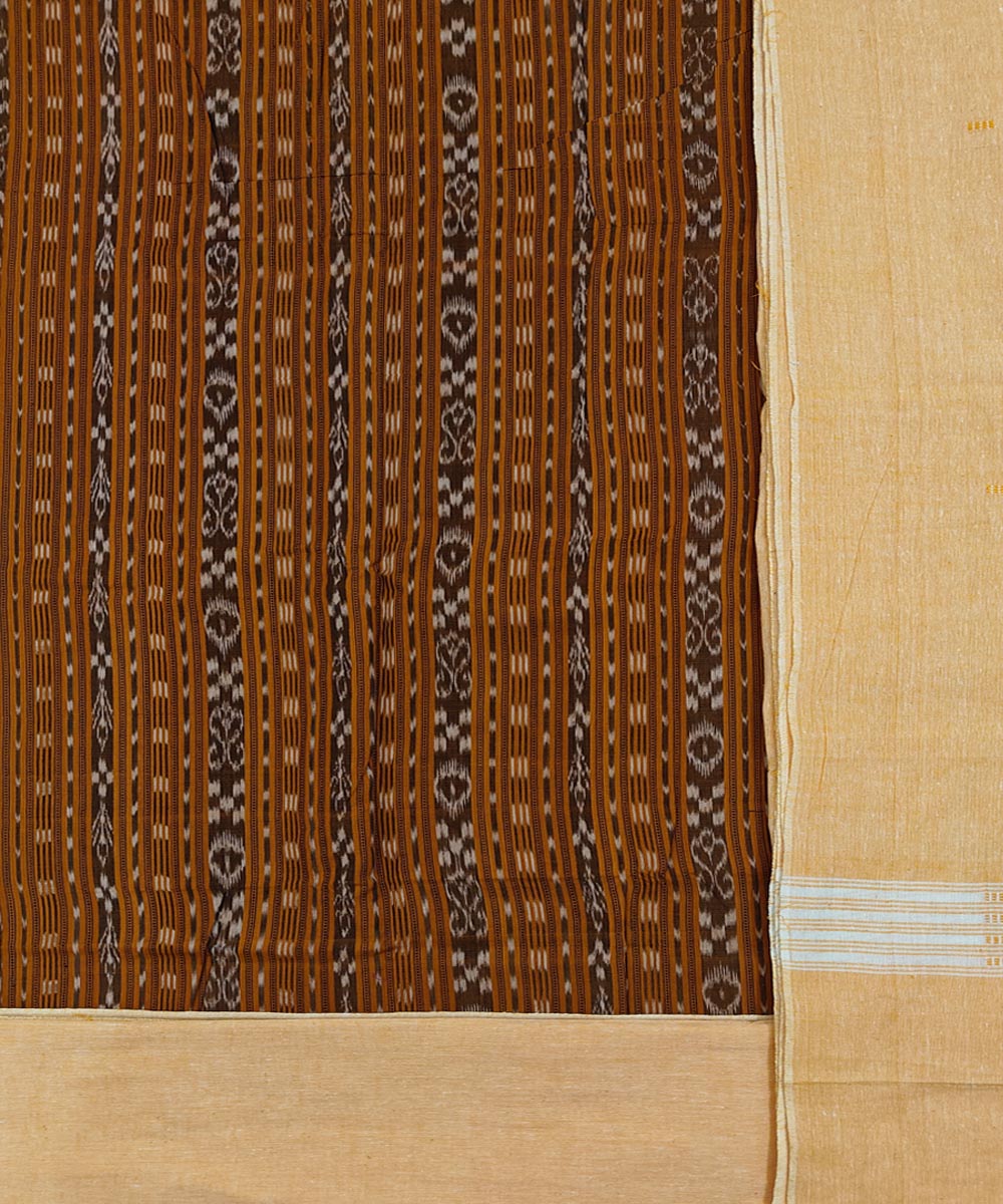 Rust cream handloom cotton sambalpuri dress material