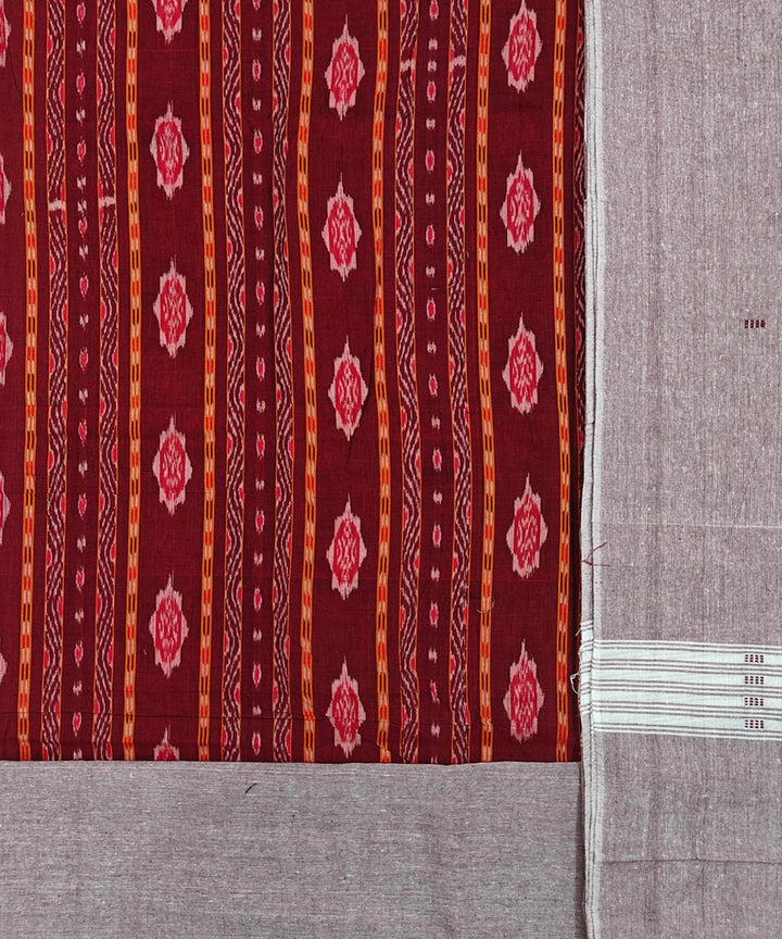 Red peach handloom cotton sambalpuri dress material