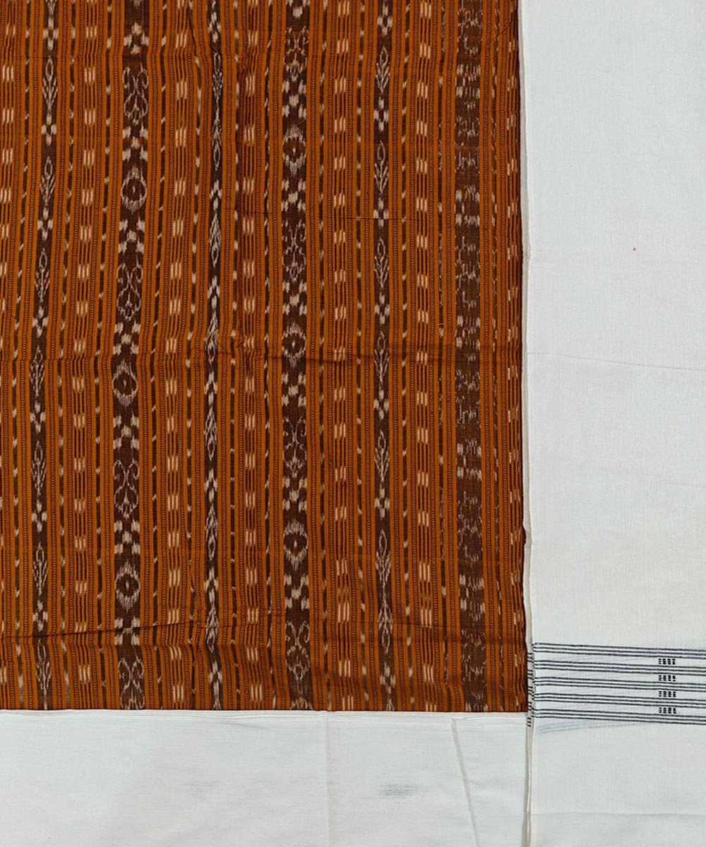 Rust offwhite handloom cotton sambalpuri dress material