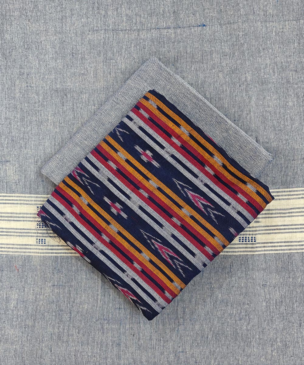 Navy blue handloom sambalpuri cotton dress material