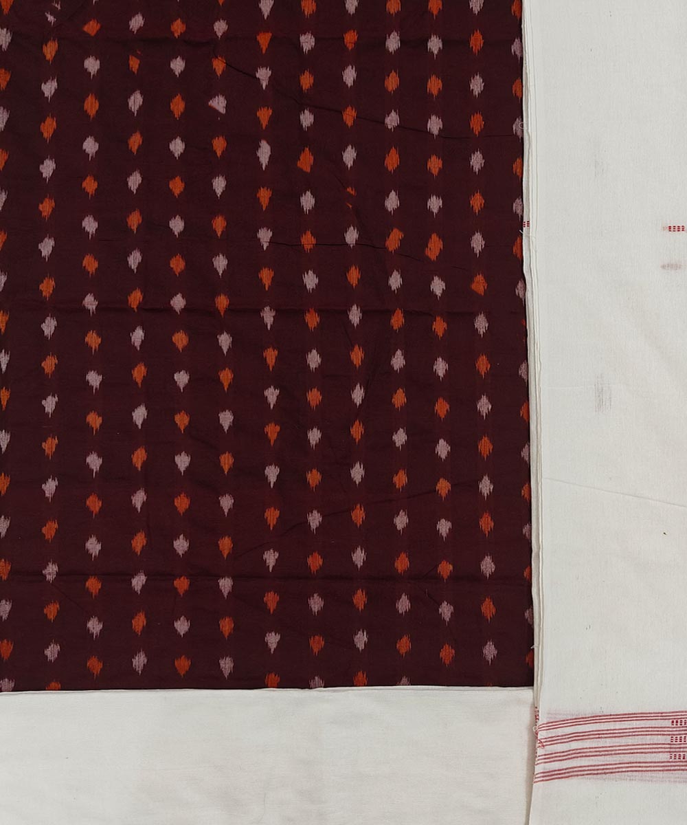 Coffee offwhite handloom cotton sambalpuri dress material