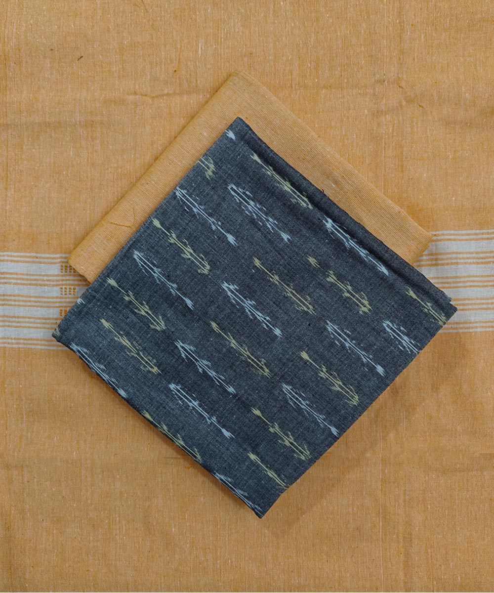 Grey cream handloom cotton sambalpuri dress material