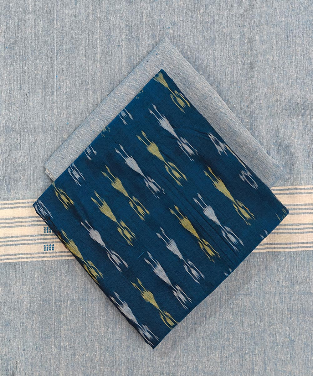 Cyan blue handloom cotton sambalpuri dress material