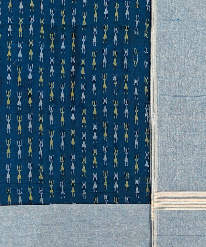 Cyan blue handloom cotton sambalpuri dress material