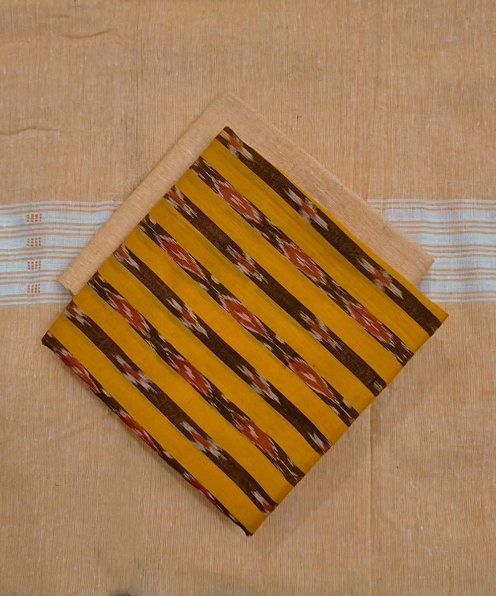 Yellow cream handloom cotton sambalpuri dress material