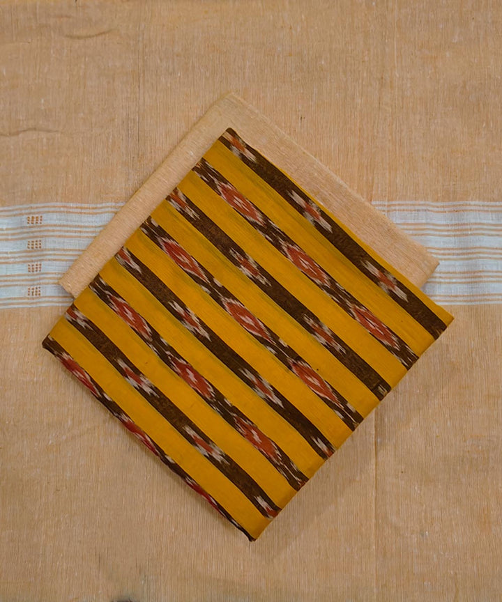 Yellow cream handloom cotton sambalpuri dress material