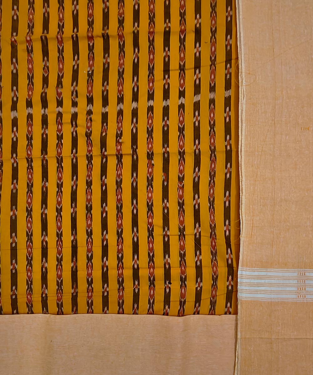Yellow cream handloom cotton sambalpuri dress material