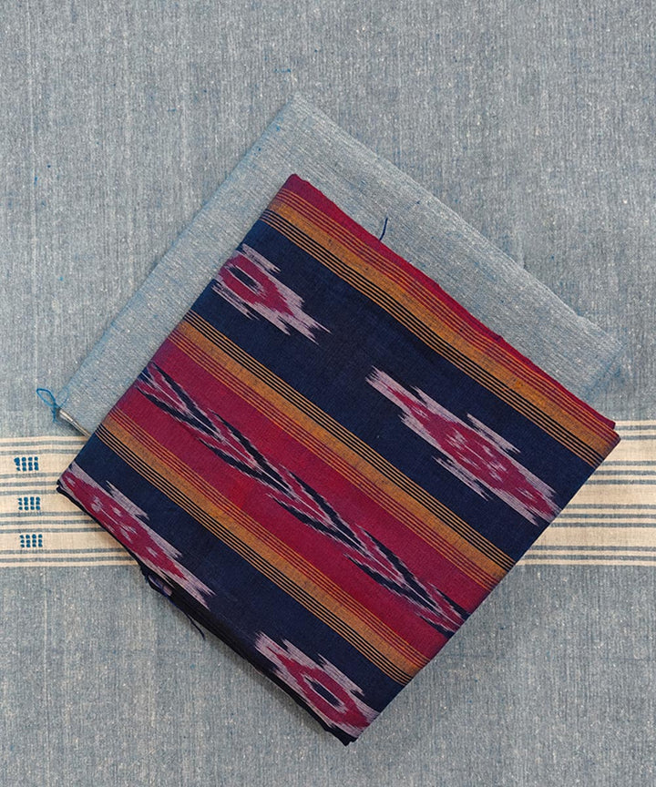 Navy blue handloom cotton sambalpuri dress material