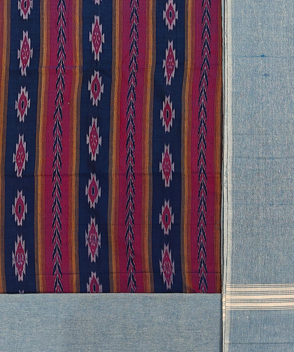 Navy blue handloom cotton sambalpuri dress material