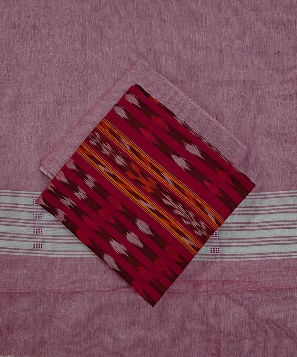 Pink handloom cotton sambalpuri dress material