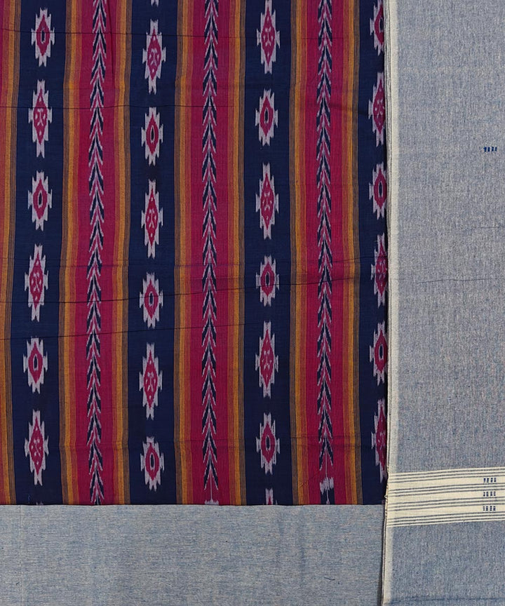 Navy blue grey handloom cotton sambalpuri dress material