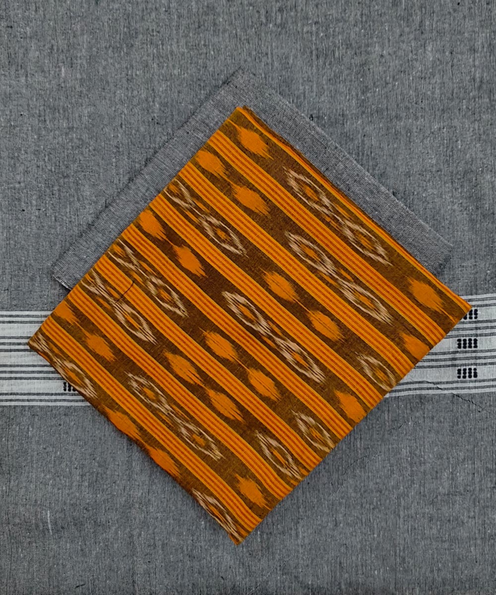 Yellow grey handloom cotton sambalpuri dress material