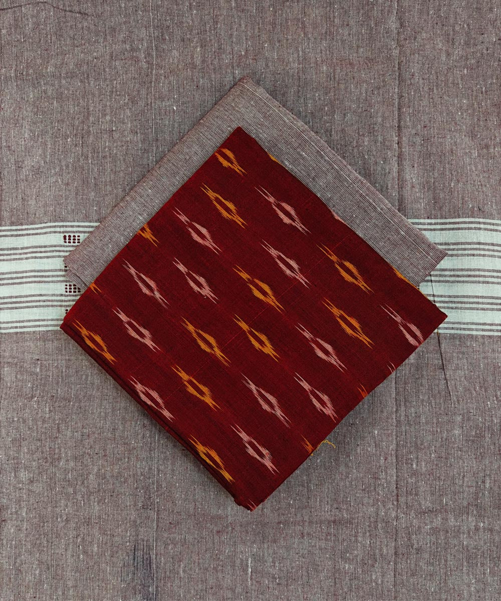 Maroon peach handloom cotton sambalpuri dress material