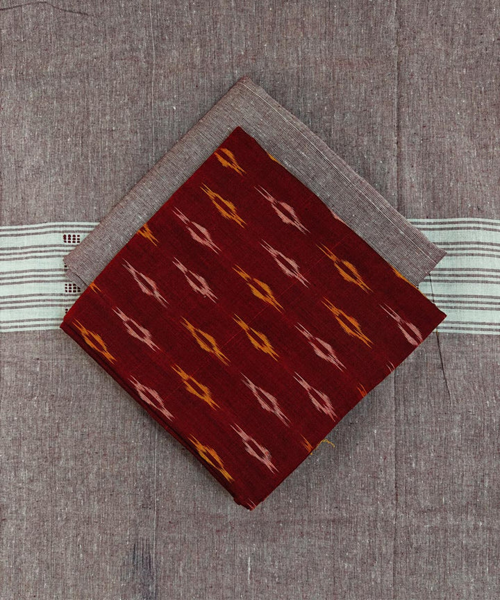 Maroon peach handloom cotton sambalpuri dress material